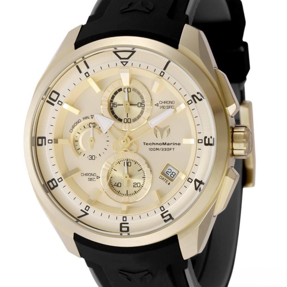 TechnoMarine Gold and Black Chronograph Timepiece TM-318132 Men’s 44mm